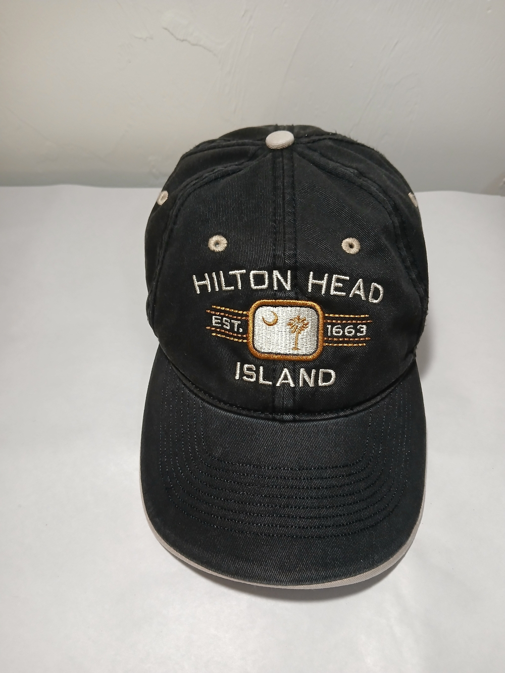 Oura Black Hilton Head Island Embroidered Adjustable Baseball Cap